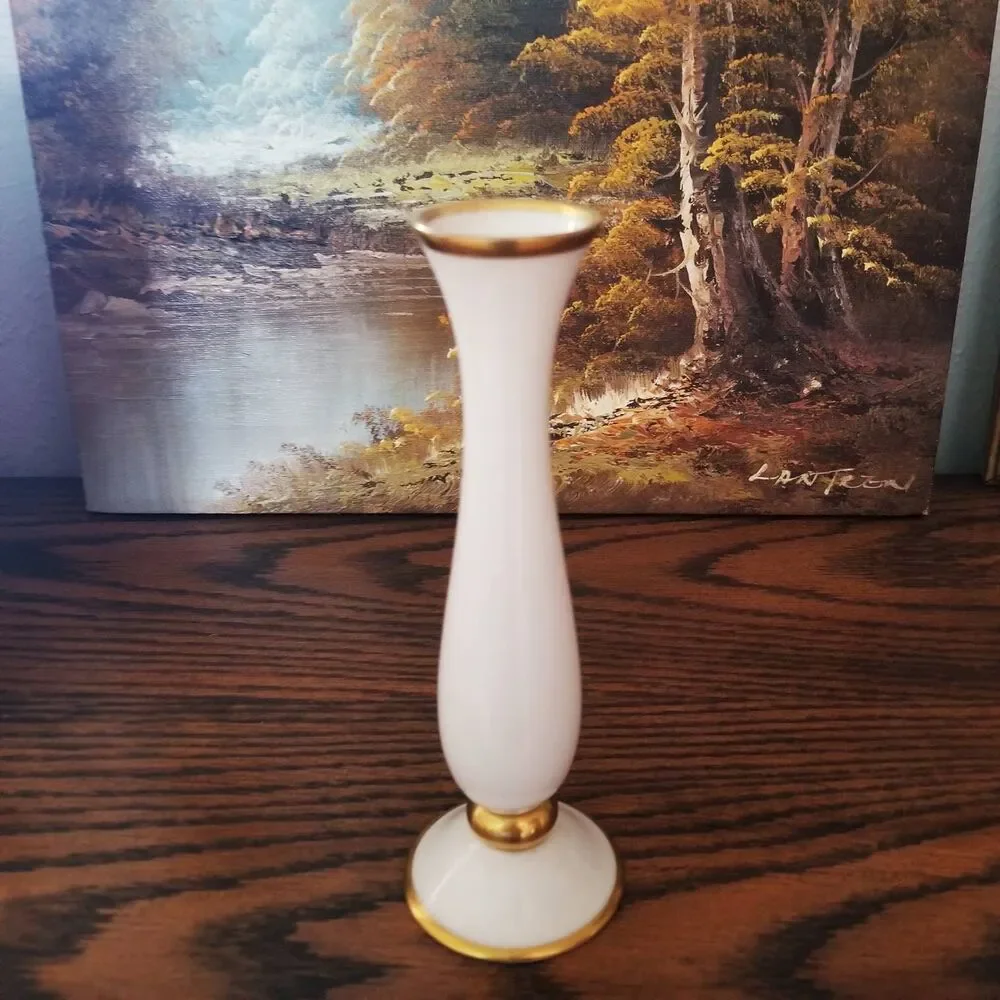 Lindner Kueps Bavaria Germany Vase, Cream Bone China Vase, Single Flower Vase
